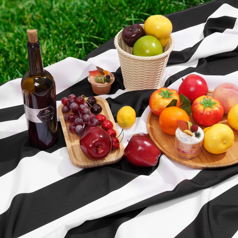 ASPMIZ Black and White Striped Tablecloth for Rectangle Tables, Geometric Stripe Waterproof Table Cloth for Kitchen Dining Room, Polyester Tablecloth Rectangle 60â€ x 120â€ - Image 3
